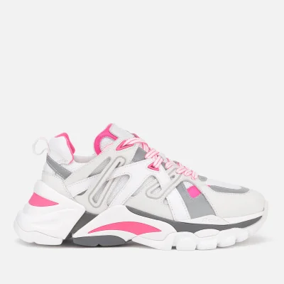 Ash Women's Flash Running Style Trainers - White/Silver/Fluo Pink