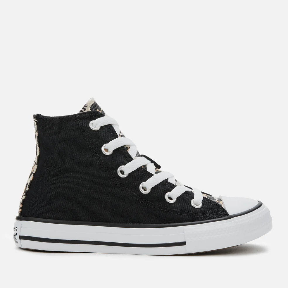 Converse Kids' Chuck Taylor All Star Leopard Print Hi-Top Trainers - Black/Driftwood/White Image 1