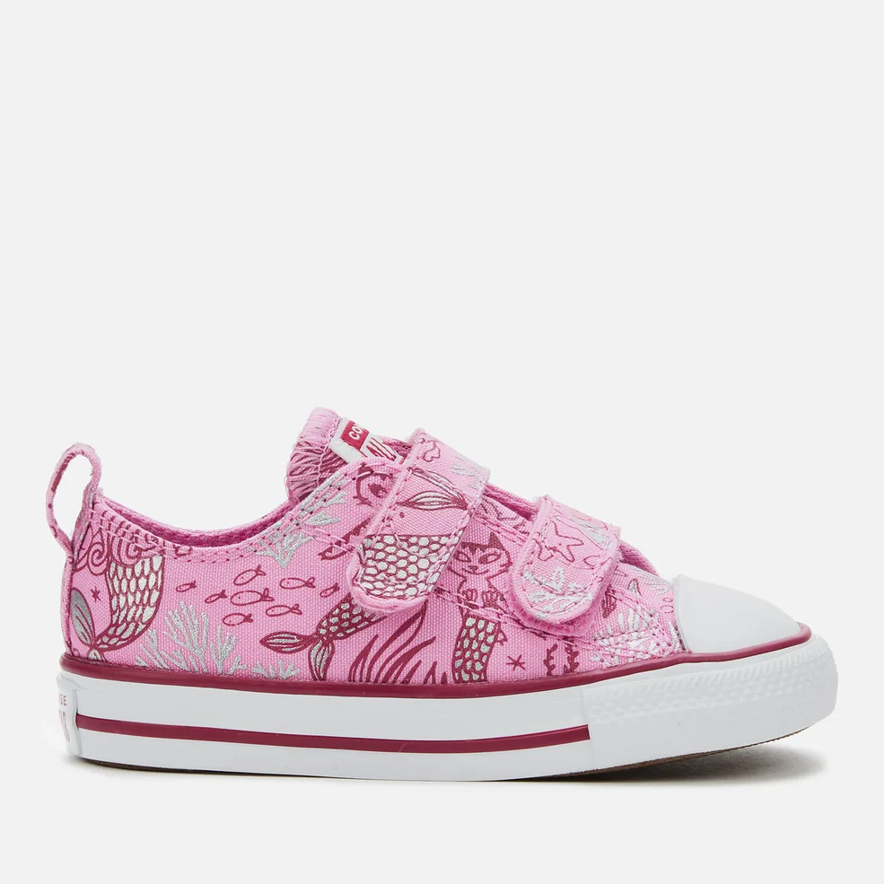 Converse Toddlers' Chuck Taylor All Star 2V Mermaid Ox Trainers - Peony Pink/Rose Maroon/White Image 1