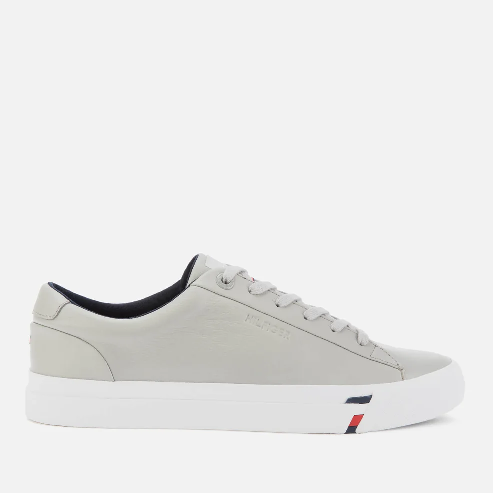 Tommy Hilfiger Men's Corporate Leather Trainers - Antique Silver Image 1