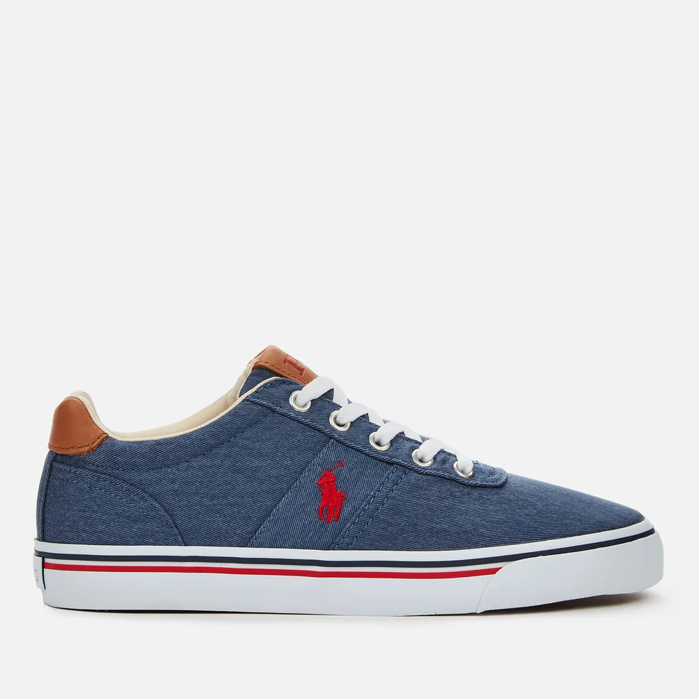 Polo Ralph Lauren Men's Hanford Washed Twill Low Top Trainers - Newport Navy/Red PP Image 1