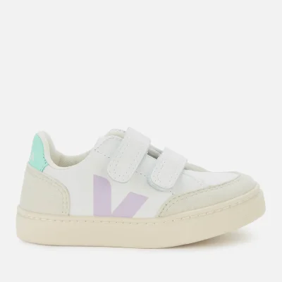 Veja Toddler's V12 Velcro Leather Trainers - Extra White/Parme/Turquoise