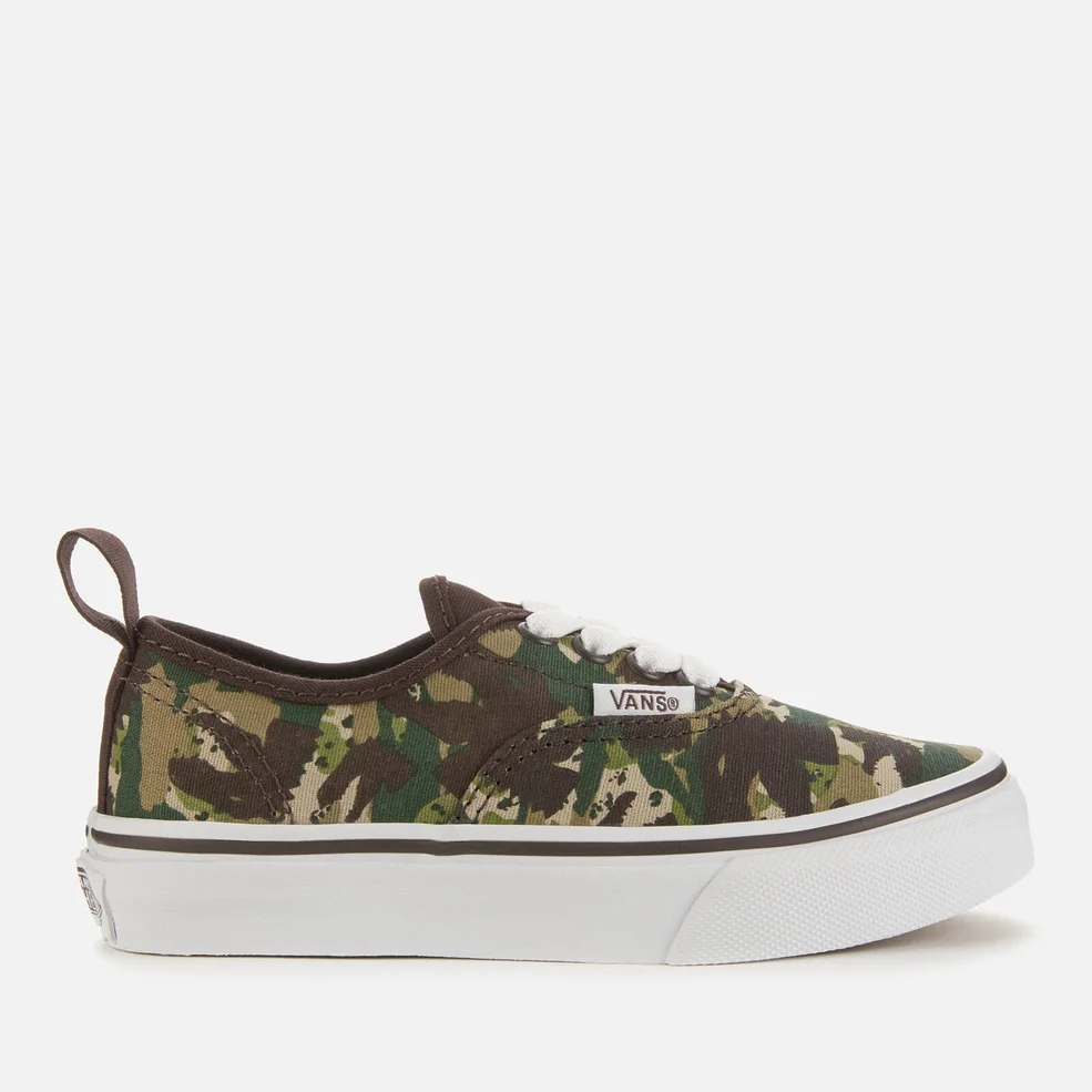 Vans Kids' Animal Camo Authentic Elastic Lace Trainers - Brown/True White Image 1