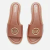 MICHAEL MICHAEL KORS Women's Brynn Leather Slide Sandals - Luggage - Image 1