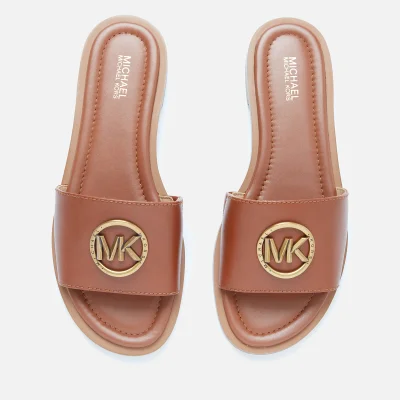 MICHAEL MICHAEL KORS Women's Brynn Leather Slide Sandals - Luggage