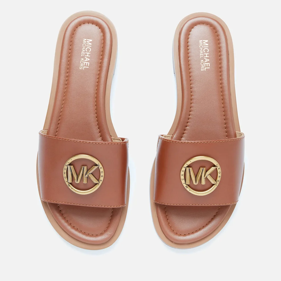 MICHAEL MICHAEL KORS Women's Brynn Leather Slide Sandals - Luggage Image 1