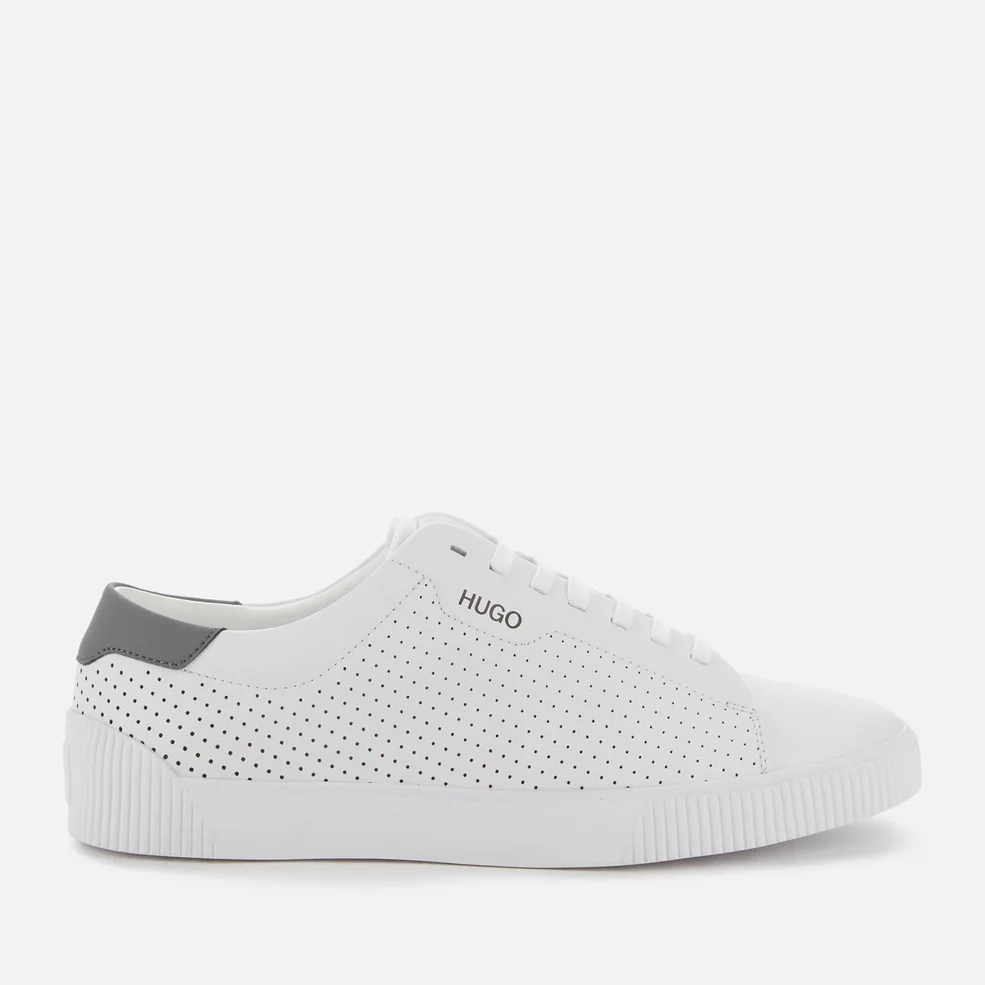 HUGO Men's Zero Tenn Perforated Leather Low Top Trainers - White Image 1