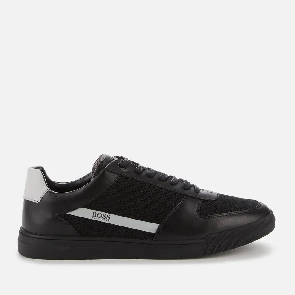 BOSS Business Men's Cosmopool Tenn Leather/Knit Trainers - Black Image 1