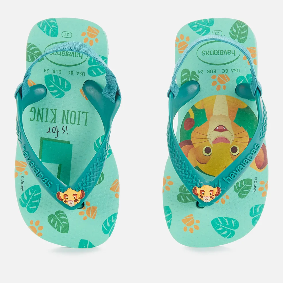 Havaianas Toddlers' Disney Classics II - Simba Flip Flops - Green Dew Image 1