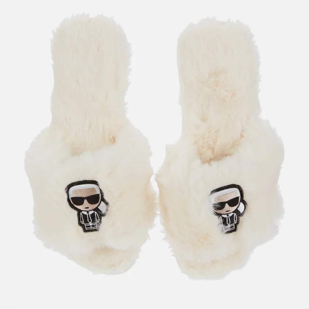 Karl Lagerfeld Women's Salotto II Ikonic Slip-On Slippers - Off White Wool Image 1