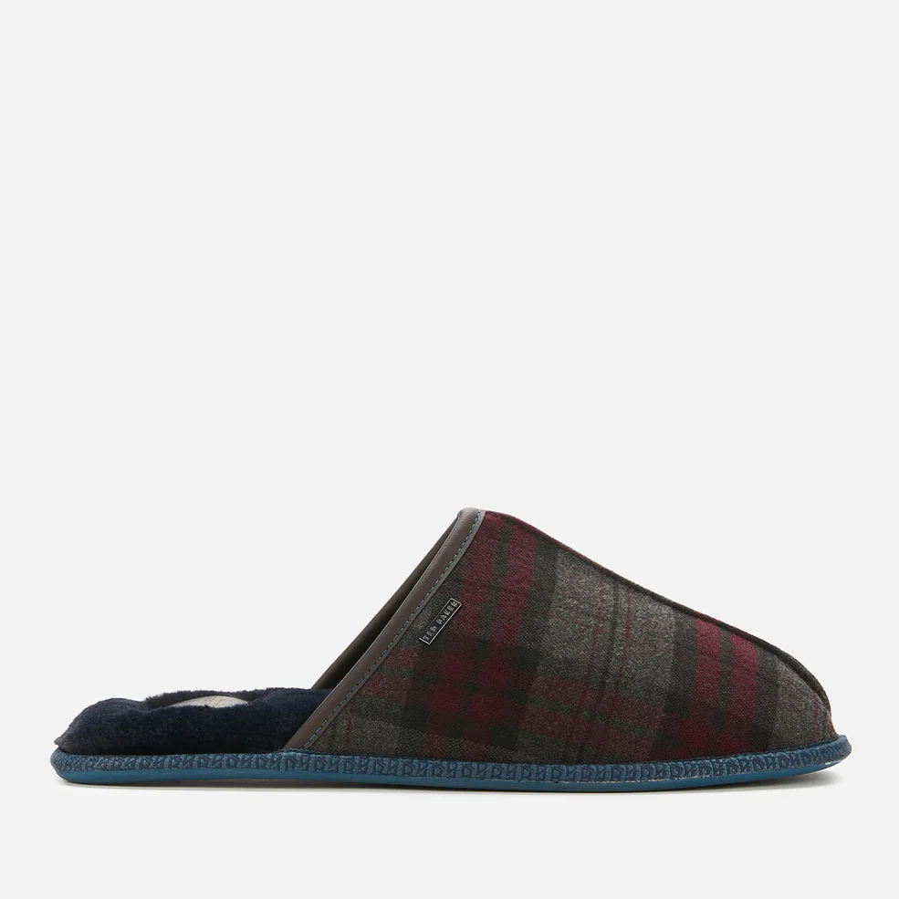 Ted Baker Men's Ayntint Checked Wool Slippers - Dark Red Image 1