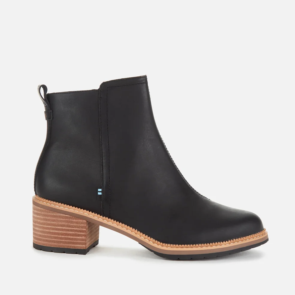 TOMS Women's Marina Leather Heeled Ankle Boots - Black Image 1