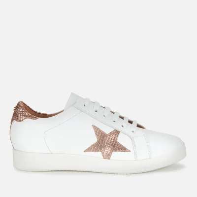 Dune Women's Edris S Leather Cupsole Trainers - White/Rose Gold