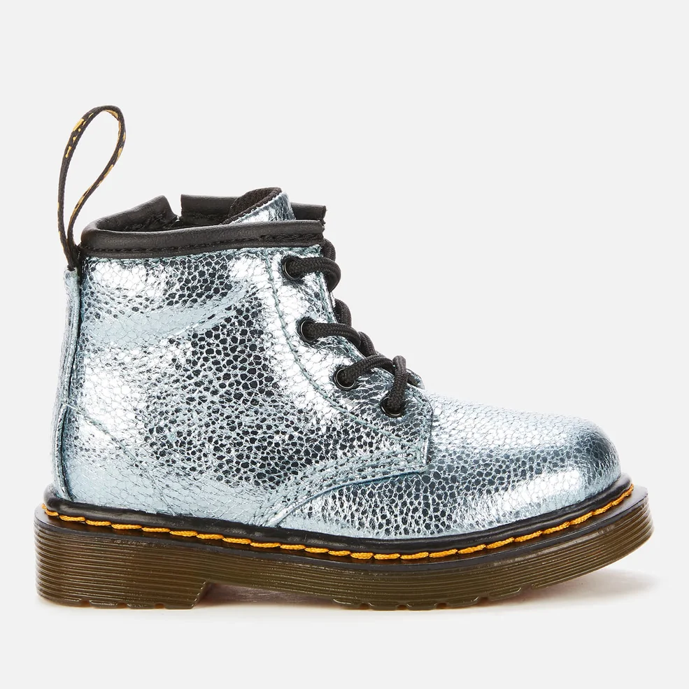 Dr. Martens Toddlers' 1460 Crinkle Metallic Lace-Up 4 Eye Boots - Teal Image 1