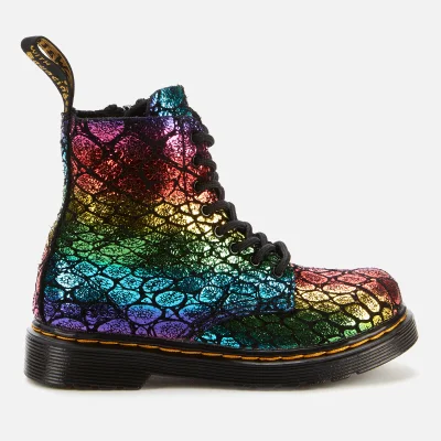 Dr. Martens Toddlers' 1460 Metallic Suede Lace-Up Boots - Black/Rainbow