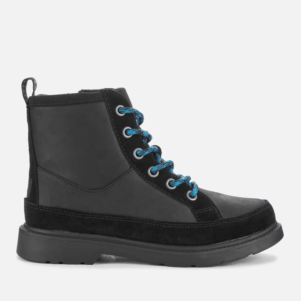 UGG Kids' Robley Waterproof Leather Lace up Boots - Black Image 1