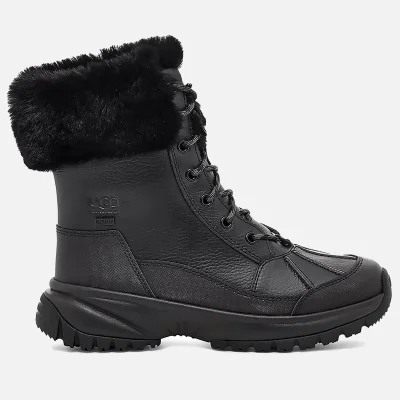 UGG Women's Yose Fluff Waterproof Leather Snow Boots - Black