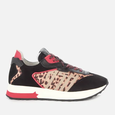 Ash Women's Tiger Suede/Nylon Running Style Trainers - Black/Red/Leopard