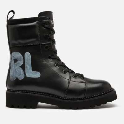 KARL LAGERFELD Women's Kadet Ii Hi Leather Lace Up Boots - Black