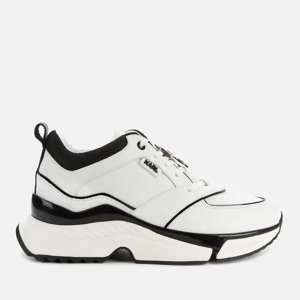 KARL LAGERFELD Women's Aventur Astral Plane Leather Running Style Trainers - White/Black Image 1