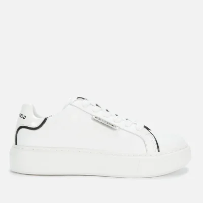 KARL LAGERFELD Women's Maxi Kup Lo Lace Leather Flatform Trainers - White