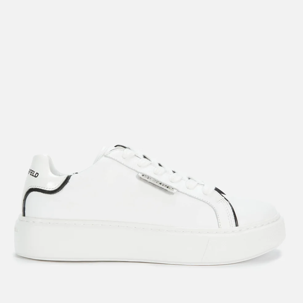 KARL LAGERFELD Women's Maxi Kup Lo Lace Leather Flatform Trainers - White Image 1