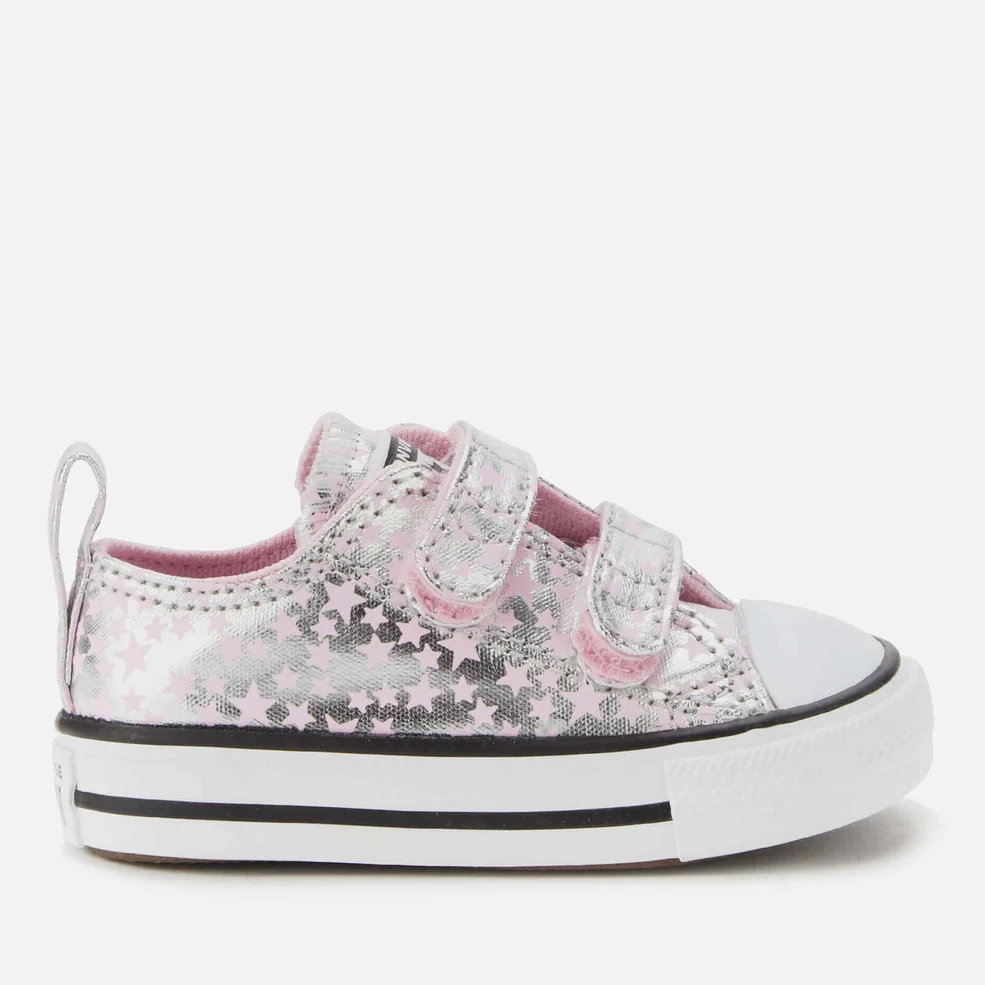 Converse Toddlers' Chuck Taylor All Star 2V Ox Trainers - Pink Glaze/Silver/White Image 1