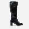 Dune Women's Saffia Croc Printed Leather Knee High Boots - Black - Image 1