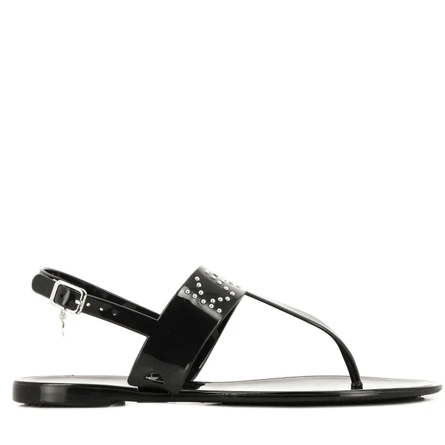 KARL LAGERFELD Women's Jelly Ll Stud Toe Post Sandals - Black Rubber