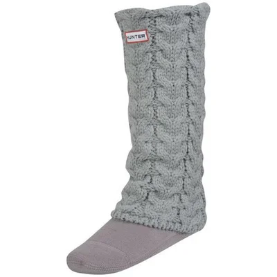 Hunter Women's Chunky Cable Long Cuff Welly Socks - Soft Grey
