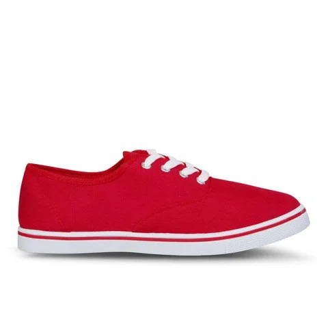 Love Sole Women's Classic Canvas Trainers - Red Image 1