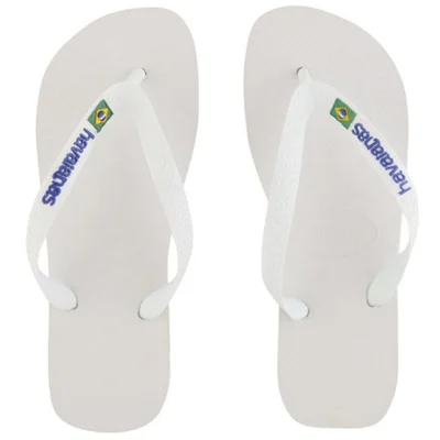 Havaianas Unisex Brasil Logo Flip Flops - White