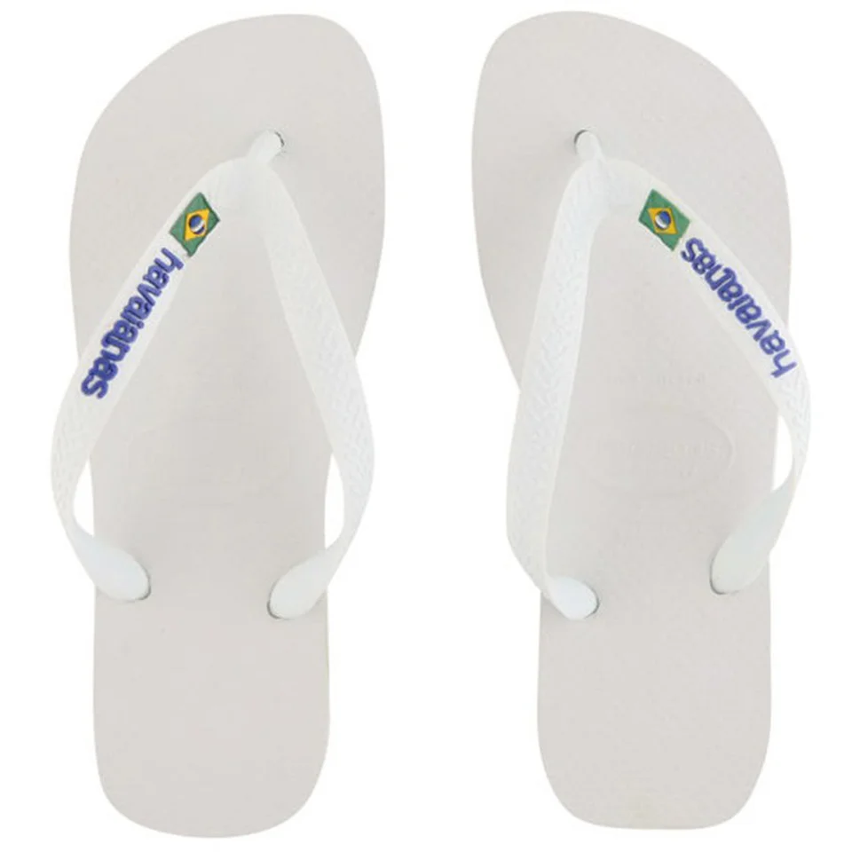 Havaianas Unisex Brasil Logo Flip Flops - White Image 1