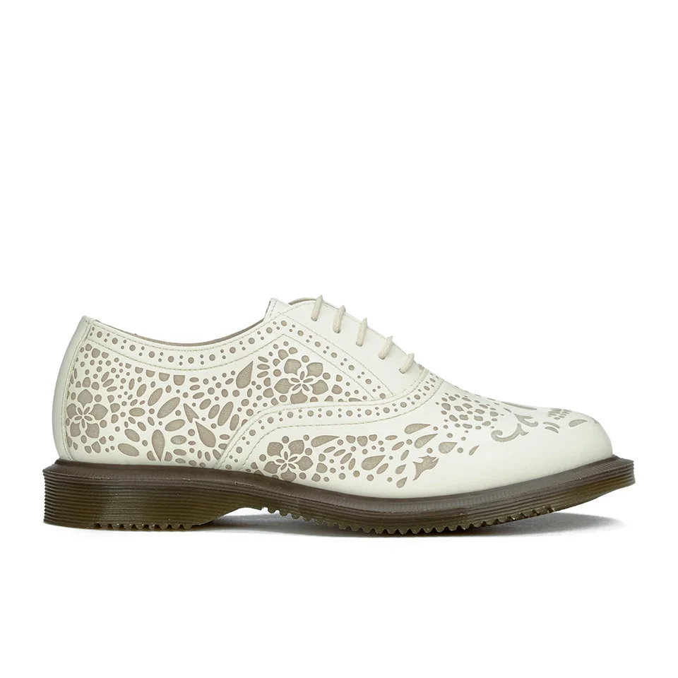Dr. Martens Women's Kensington Aila Skull Etched 5-Eye Leather Shoes - Off White Image 1