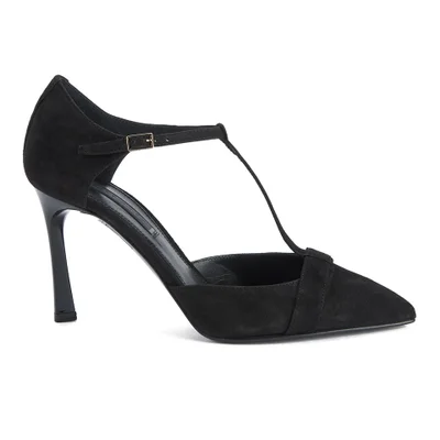 BOSS Hugo Boss Women's Blumie-S T-Bar Leather Pointed Court Shoes - Black