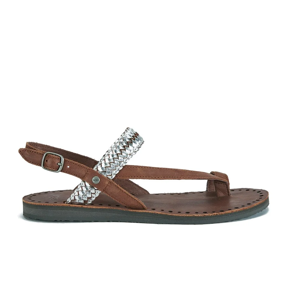 UGG Women's Raee Leather Gladiator Sandals - Silver Image 1