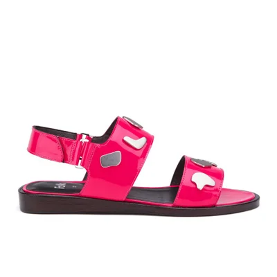 Folk Women's Indra Two Part Patent Leather Sandals - Fluro Pink