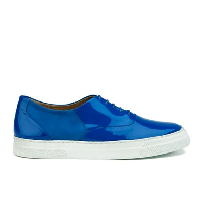 Folk Women's Isa Patent Leather/Suede Plimsoll Trainers - Blue