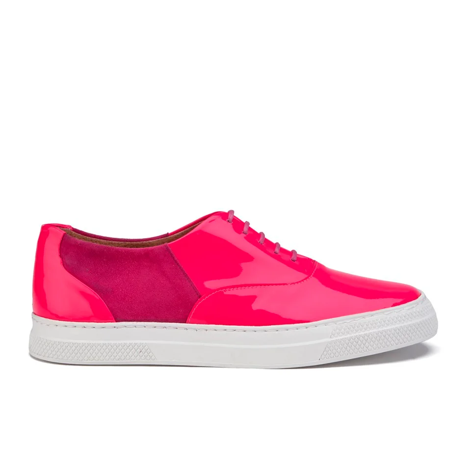 Folk Women's Isa Patent Leather/Suede Plimsoll Trainers - Fluro Pink Image 1