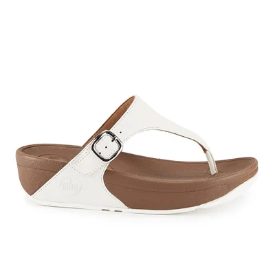 FitFlop Women's The Skinny Cork Leather Toe Post Sandals - Urban White