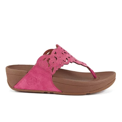 FitFlop Women's Flora Suede Toe Post Sandals - Raspberry