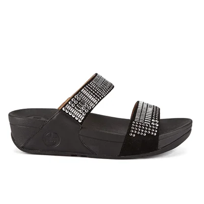 FitFlop Women's Aztek Chada Suede Slide Sandals - Black/Silver
