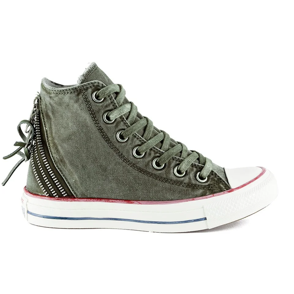 Converse Women's Chuck Taylor All Star Canvas Tri-Zip Hi-Top Trainers - Surplus Green Image 1
