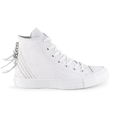 Converse Women's Chuck Taylor All Star Leather Tri-Zip Hi-Top Trainers- White