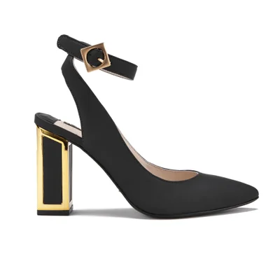 Kat Maconie Women's Amelia Leather Block Heel Ankle Strap Court Shoes - Black