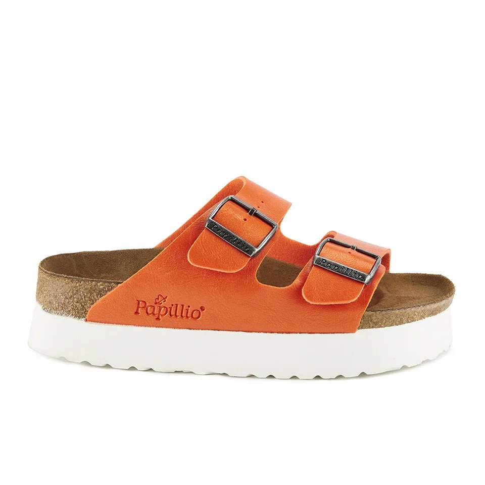 Birkenstock Women's Arizona Slim Fit Double Strap Platform Sandals - Orange Image 1