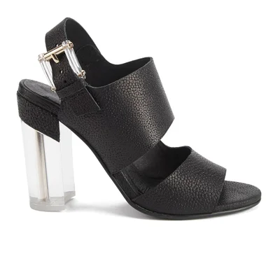 Miista Women's Carlynn Perspex Heeled Leather Sandals - Black Stingray