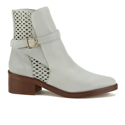 Miista Women's Justine Perforated Leather Ankle Boots - Off White