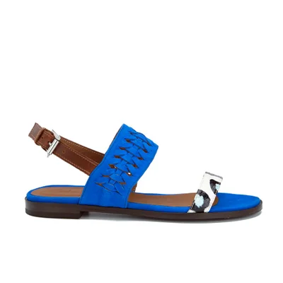 Thakoon Addition Women's Taylor 01 Bubble Snake Suede Two Part Flat Sandals - Pacific Blue