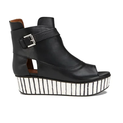 Thakoon Addition Women's Sky 2 Leather Peep Toe Flatform Boots - Black